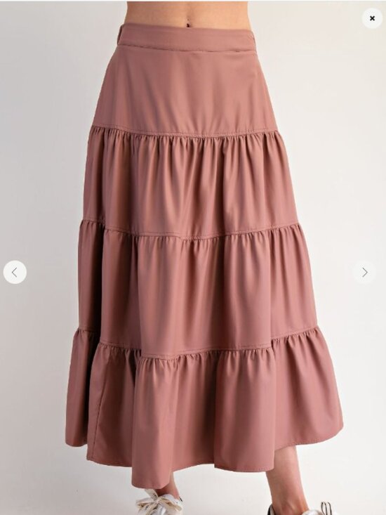 easel Dresses & Skirts - EASEL FAUX LEATHER TIERED MAXI SKIRT